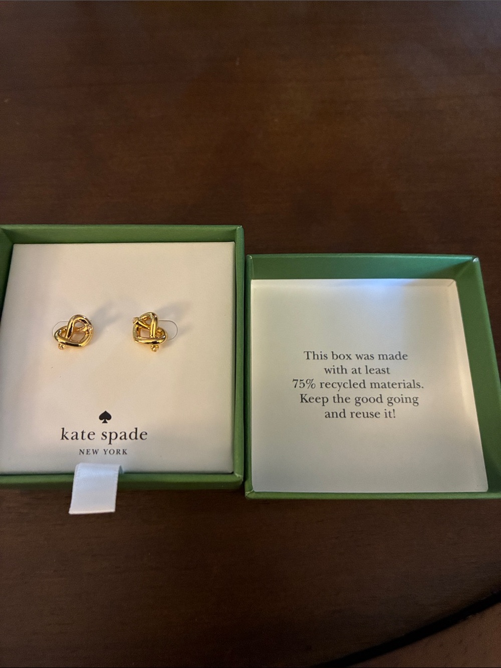 kate spade Gold Knot Heart Stud Earrings